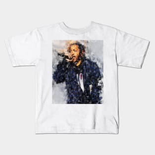 KENDRICK LAMAR WITH WATERCOLOR PAINTING Kids T-Shirt